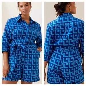 SIKA Geometric Short Romper | Shades of Blue | 26W | Exclusive for Anthropologie